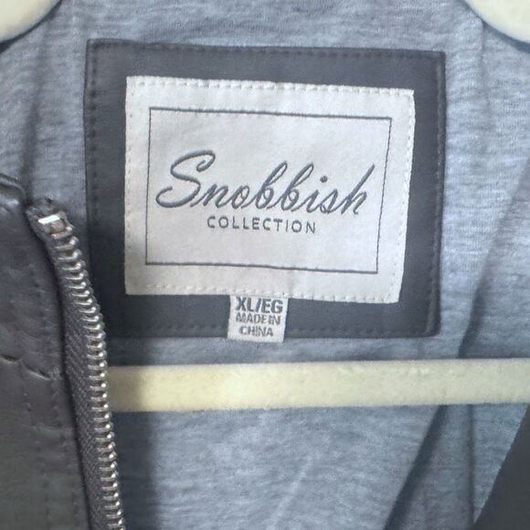 Charcoal Gray Faux Leather Zip Up Mock Neck Jacket XL NWT - Snobbish - Picture 14 of 16